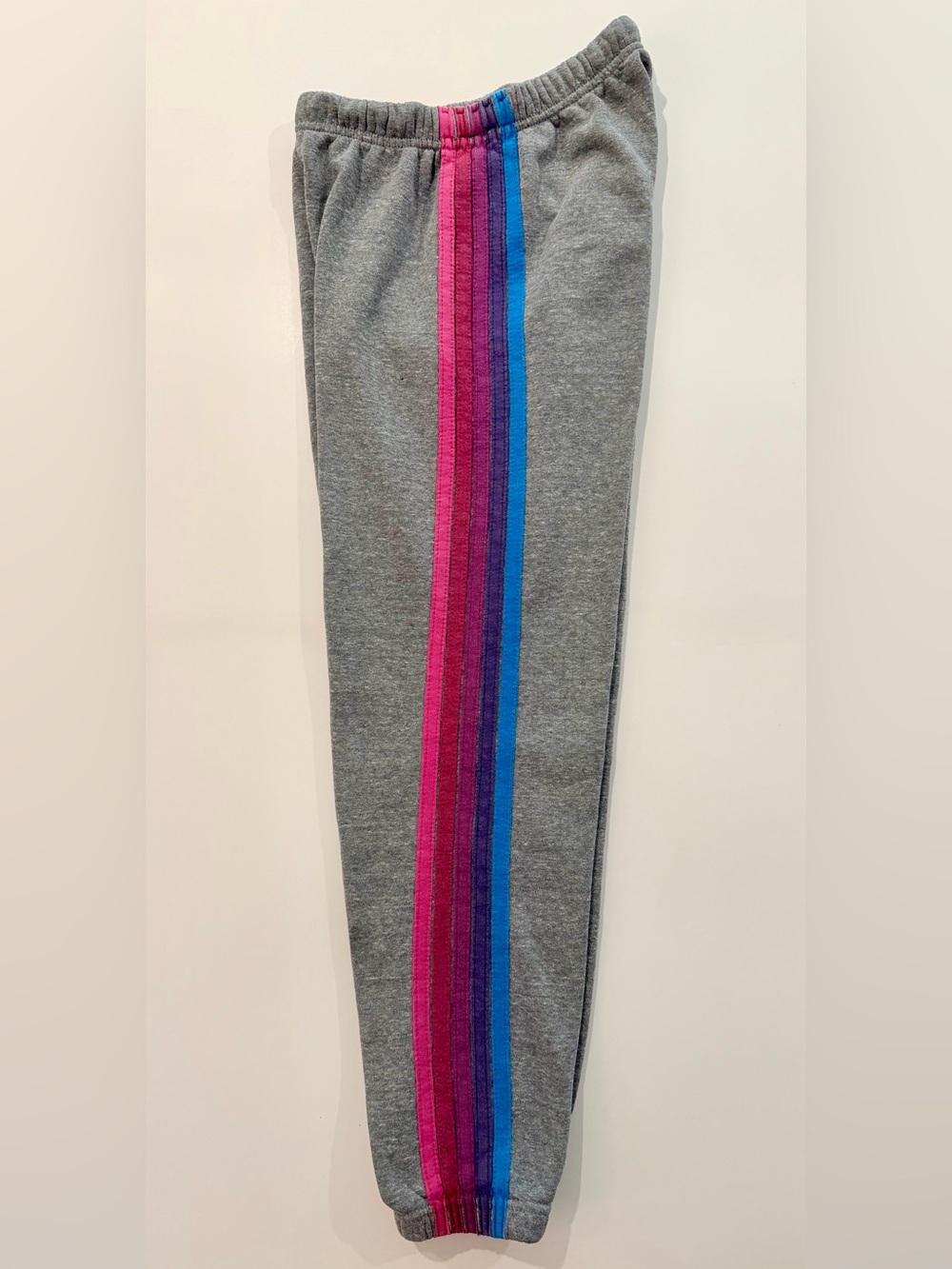 Aviator Nation 5 Stripe Sweatpants XS Gray Pink Purple Blue Discontinued Unisex